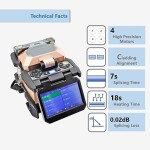 QIIRUN High Precision Fusion Splicer Fiber Optic with 4.3-inch Touch Screen, Fusion Splicing Kit Featuring 7s Splicing and 18s Heating for FTTH (6481B